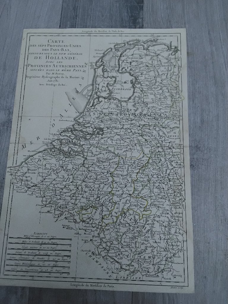 Carte geographique provinces des pays bas 1783, Livres, Enlèvement ou Envoi, Pays-Bas, Utilisé, Avant 1800