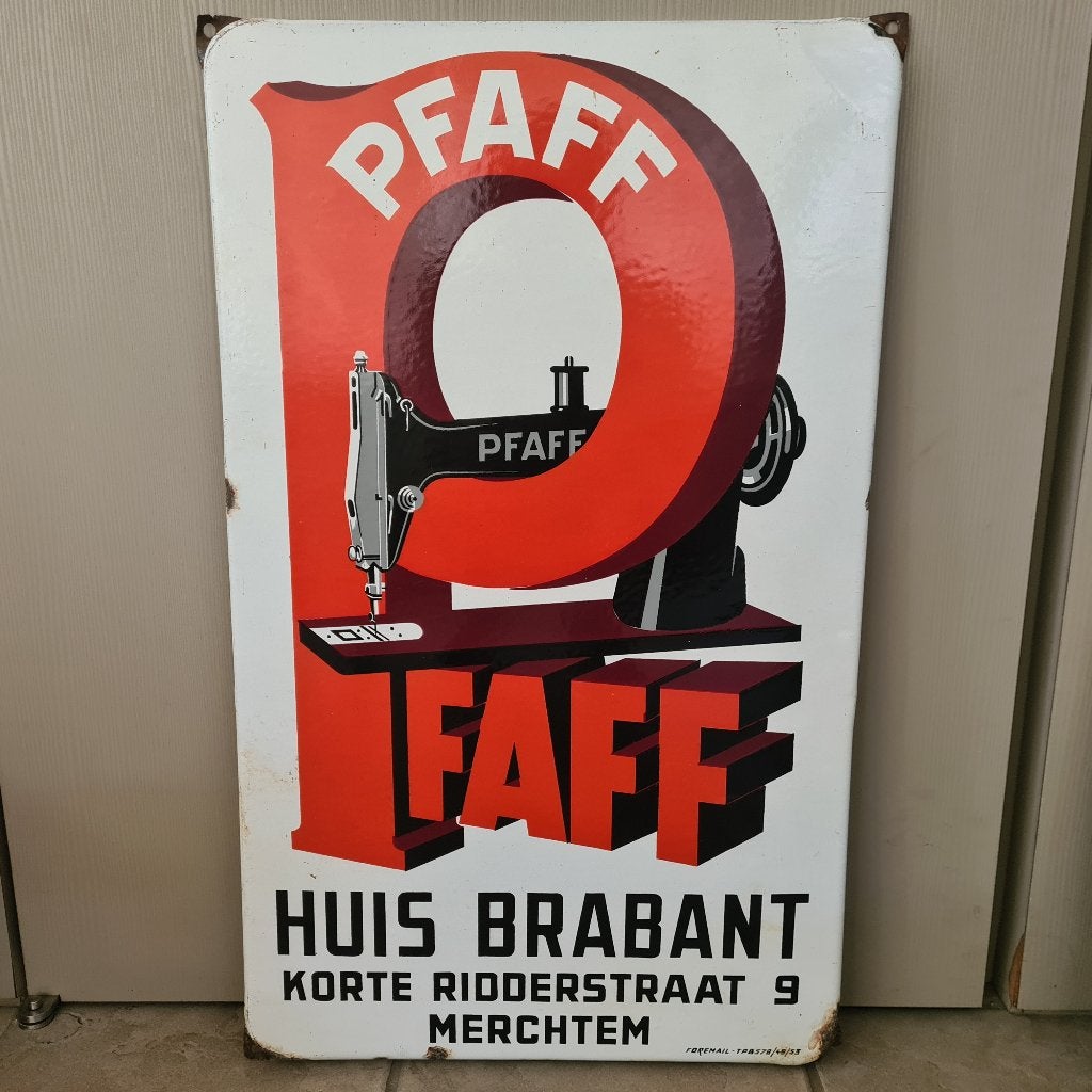 Emaillebord Pfaff 1953, Verzamelen, Ophalen of Verzenden