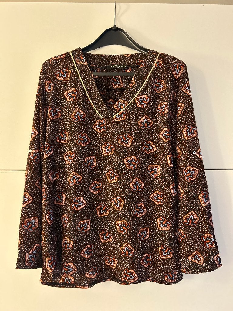 Akoz de toi zwarte blouse met print, Meerkleurig, Maat 46/48 (XL) of groter, Ophalen of Verzenden, Zo goed als nieuw