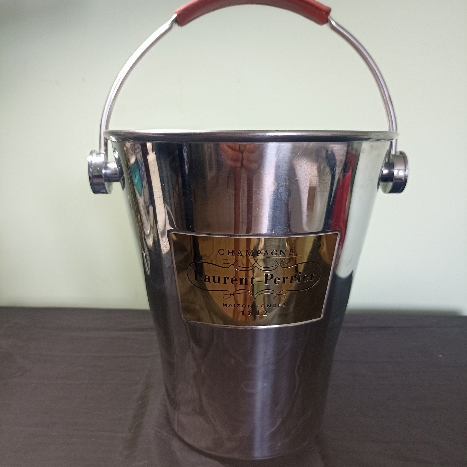 Originele Laurent-Perrier Champagnekoeler – RVS & Leder, Huis en Inrichting, Woonaccessoires | Wijnrekken, Ophalen of Verzenden