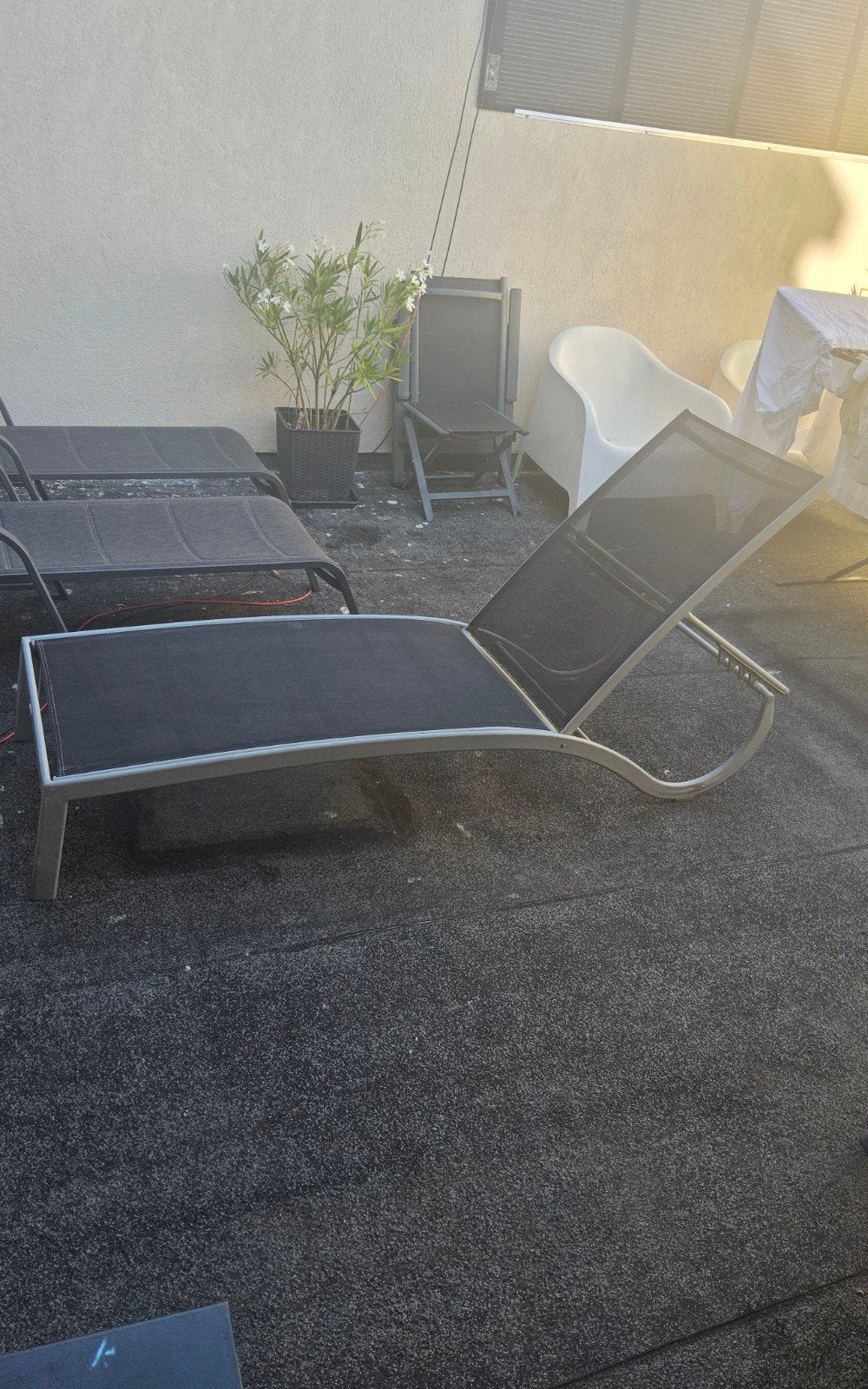 Transat d'extérieur noir en aluminium, Ophalen
