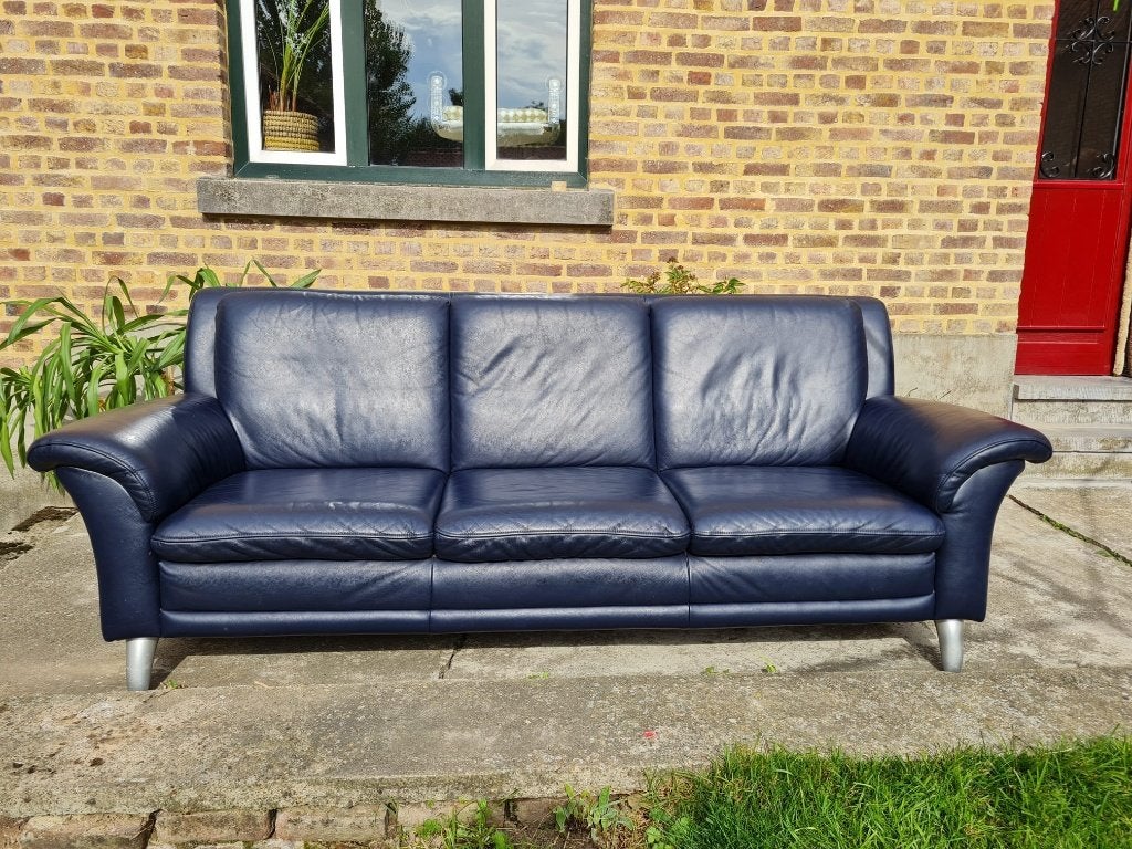 Lederen 3 zits sofa, Ophalen, Gebruikt, Driepersoons, 200 tot 250 cm