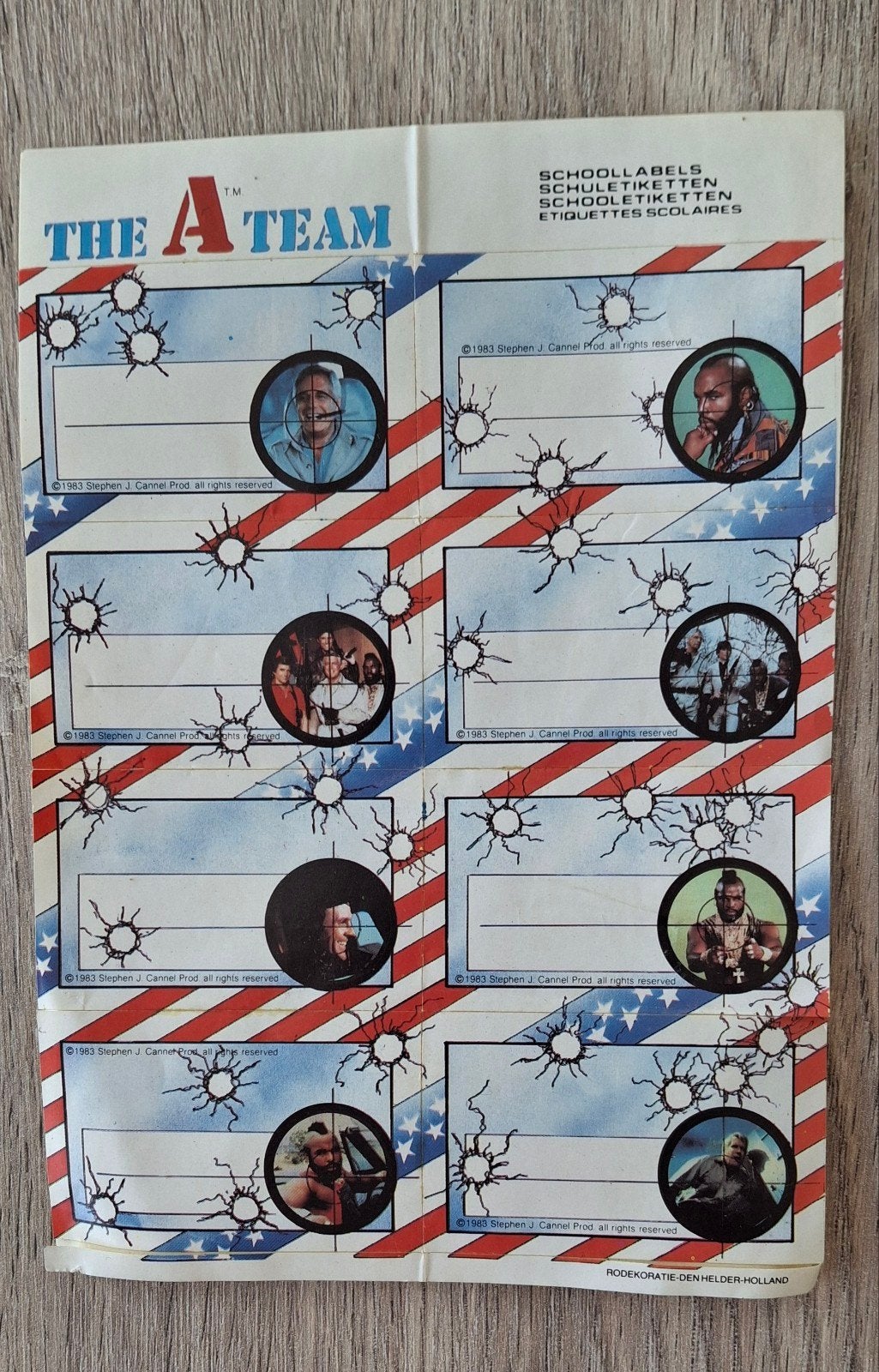 A5 sticker vel schooletiketten The A team 1983, Verzamelen, Ophalen of Verzenden, Zo goed als nieuw, Film, Tv of Omroep