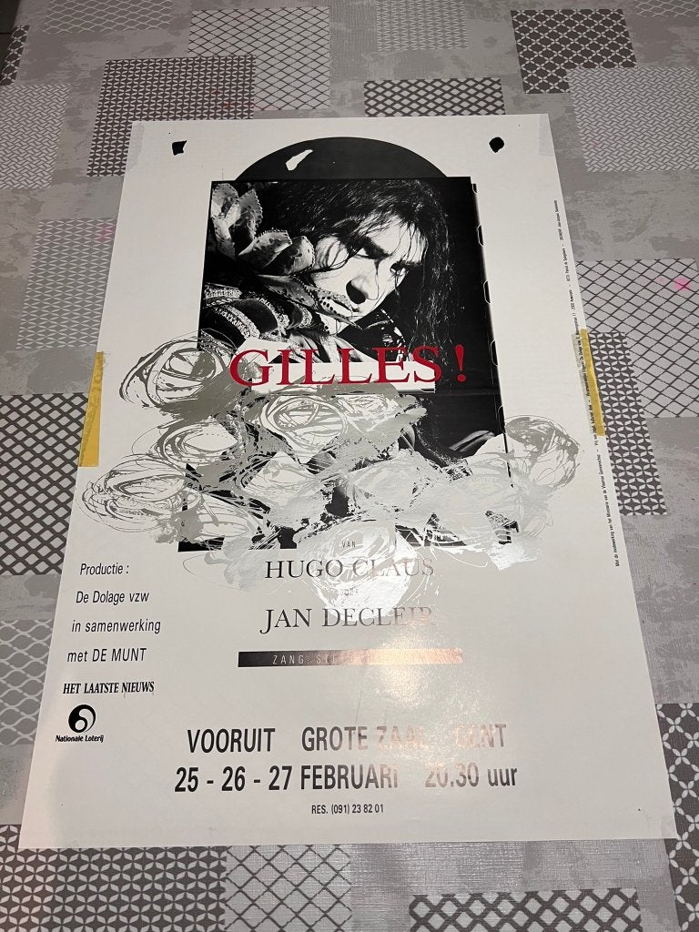 Vintage Poster Gilles! van Hugo Claus, Deurposter of groter, Ophalen of Verzenden, Reclame, Rechthoekig Staand