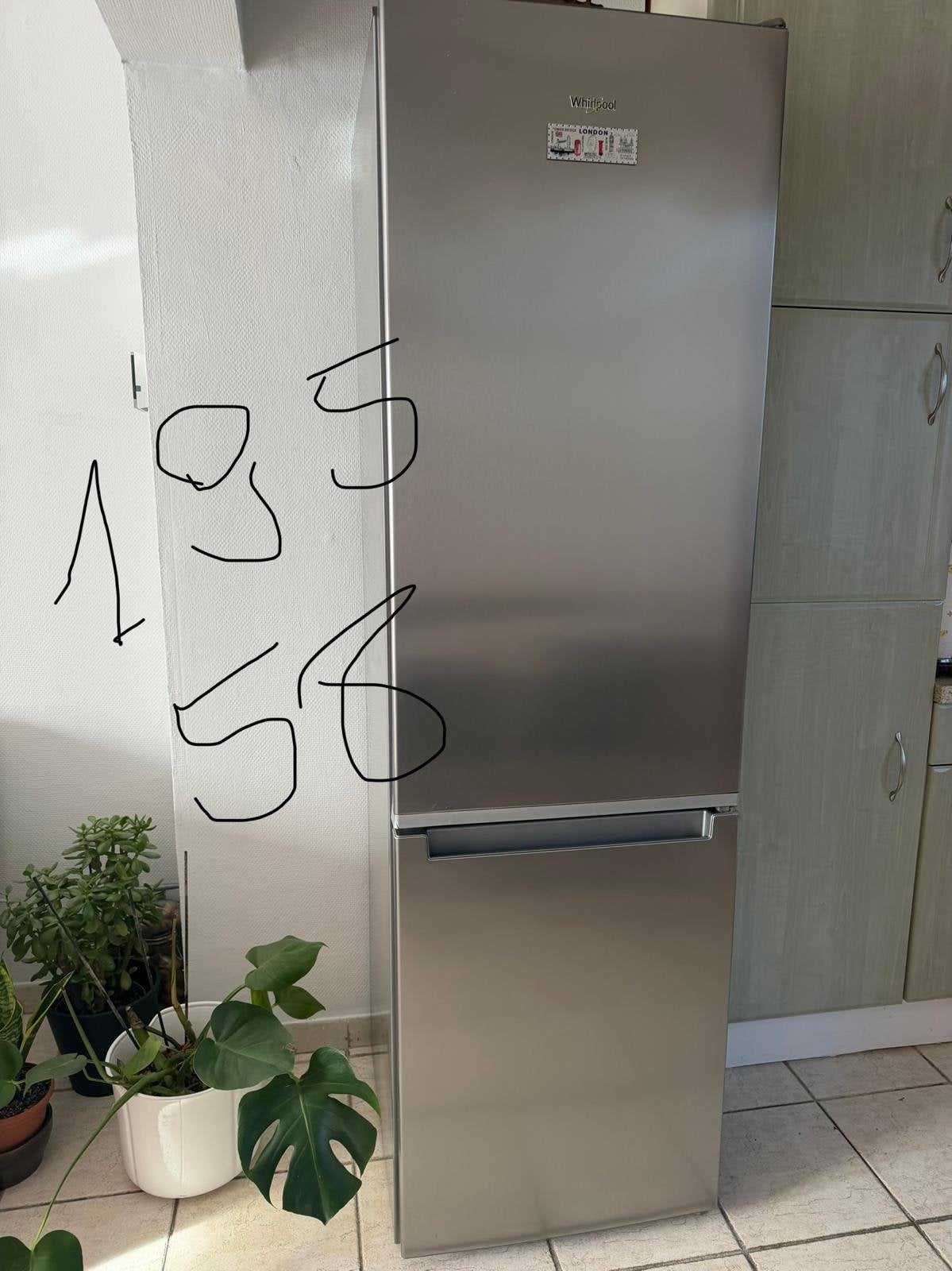 Réfrigérateur combiné Whirlpool gris inox avec congélateur, Electroménager, Enlèvement, Comme neuf