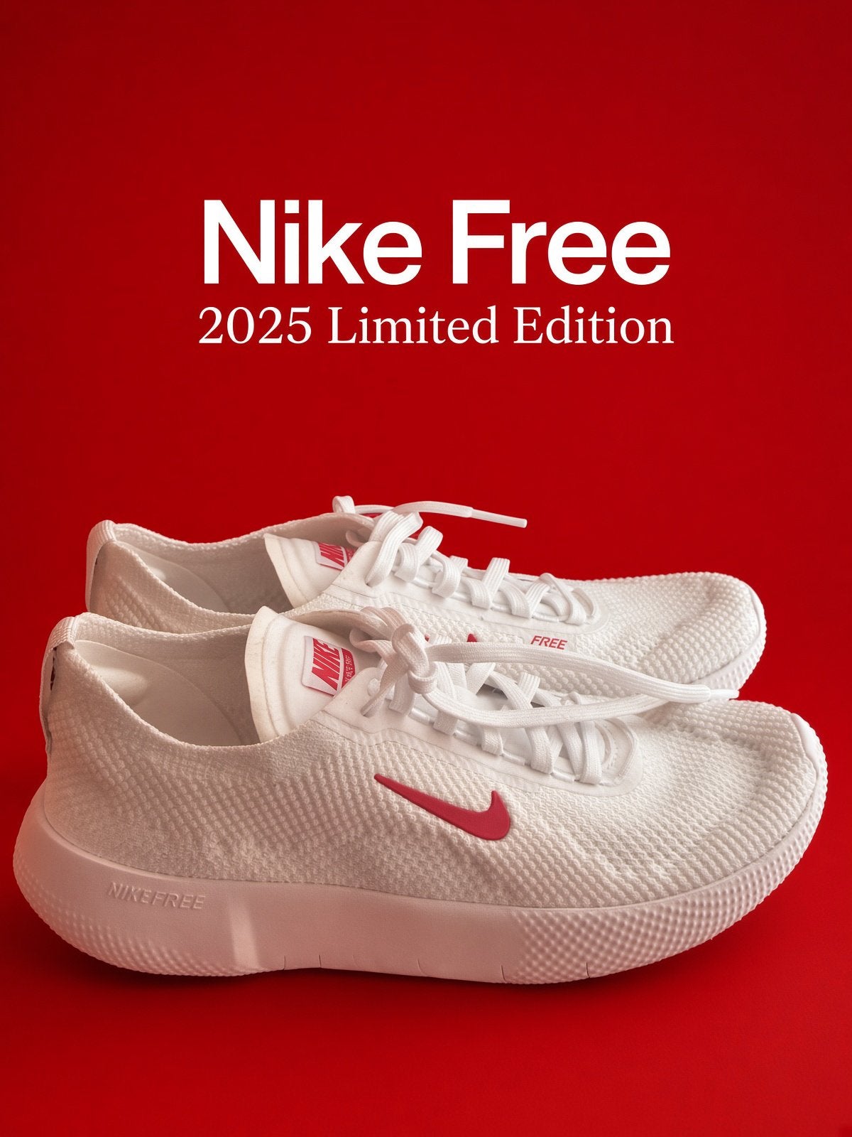 Nike Free 2025 Maat EU38,5 Wit/rood, Nieuw, Ophalen of Verzenden, Wit, Sportschoenen