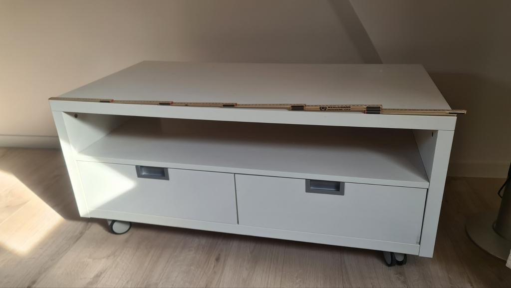 Tv meubel op wieltjes met lades, Ophalen, Gebruikt, 150 tot 200 cm, Minder dan 100 cm