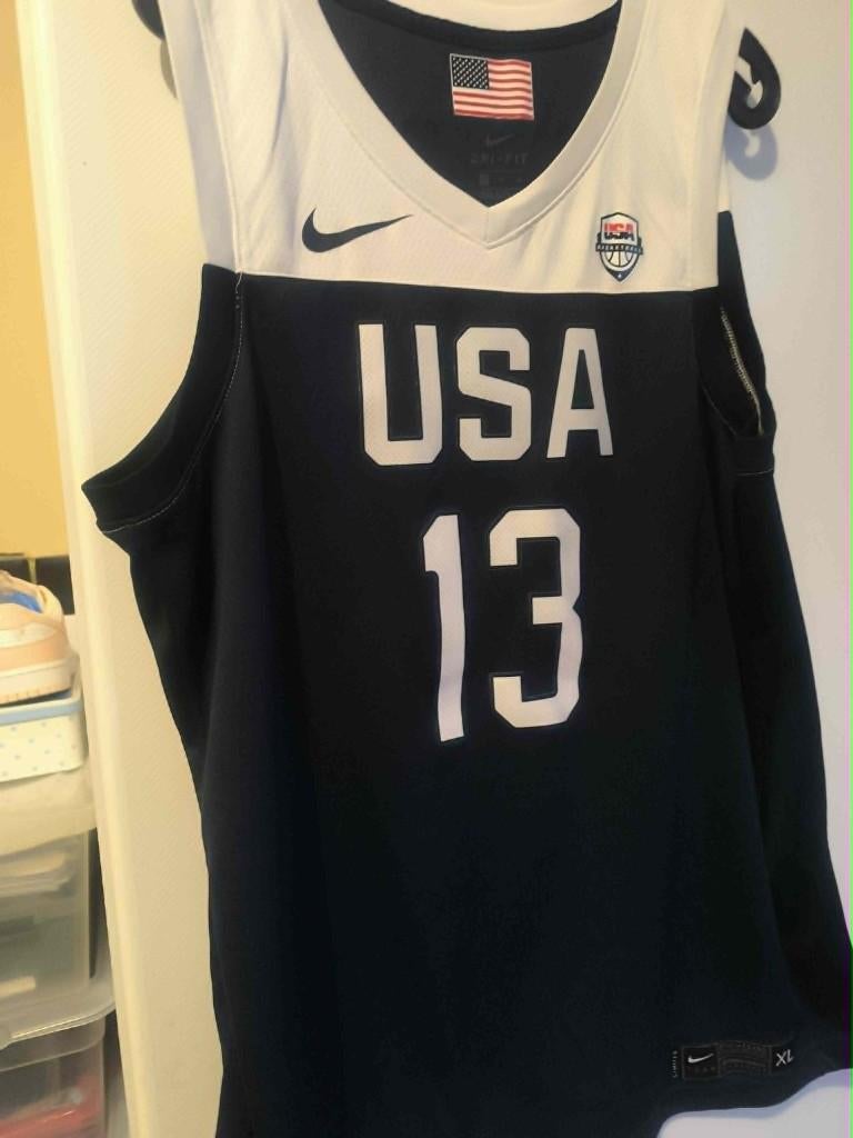 Basketbalshirt USA nummer 13 blauw en wit voor volwassenen, Ophalen of Verzenden, Zo goed als nieuw, Kleding