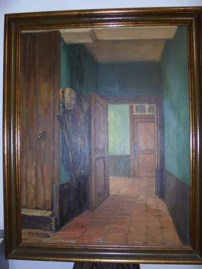schilderij War MACKEN (Diest) - interieur woning, Ophalen, Origineel werk, Stilleven, Doek