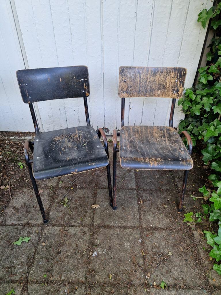 Vintage schoolstoelen zwart, Ophalen