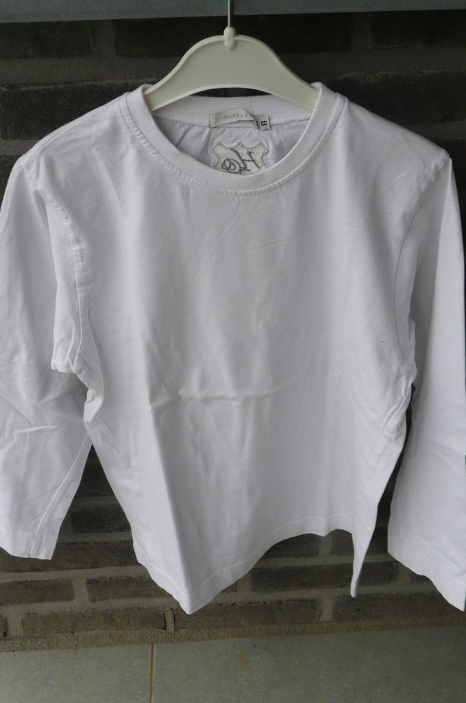 Witte T--shirt lange mouw Hilde & Co (K251), Kinderen en Baby's, Jongen of Meisje, Ophalen of Verzenden, Zo goed als nieuw, Shirt of Longsleeve
