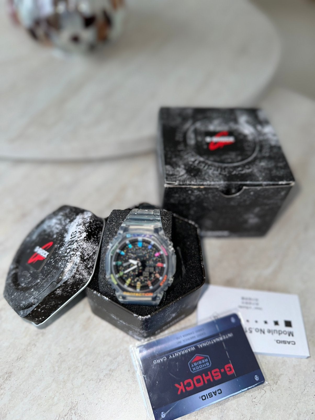 Casio G-Shock (Casioak) Transparant / Rainbow Dial, Bijoux, Sacs & Beauté, Enlèvement, Comme neuf, Casio