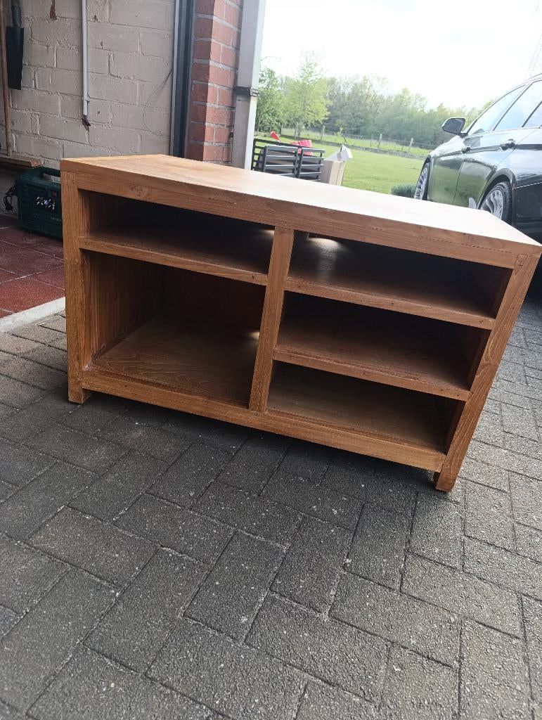 Meuble/meuble TV en teck en bois massif, Maison & Meubles, Armoires | Mobilier de télévision, Teck, Enlèvement, Utilisé, 50 à 100 cm