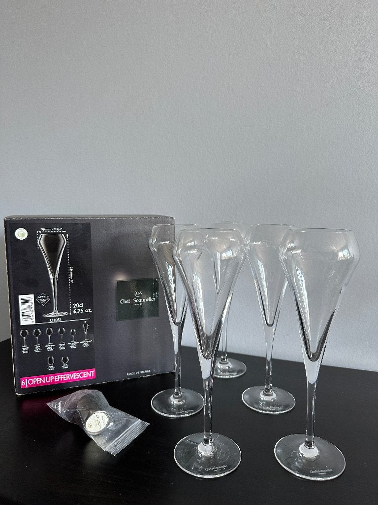 Chef & Sommelier, 5 flûtes Effervescent + bouchon, en Krysta, Enlèvement, Comme neuf, 200 ml