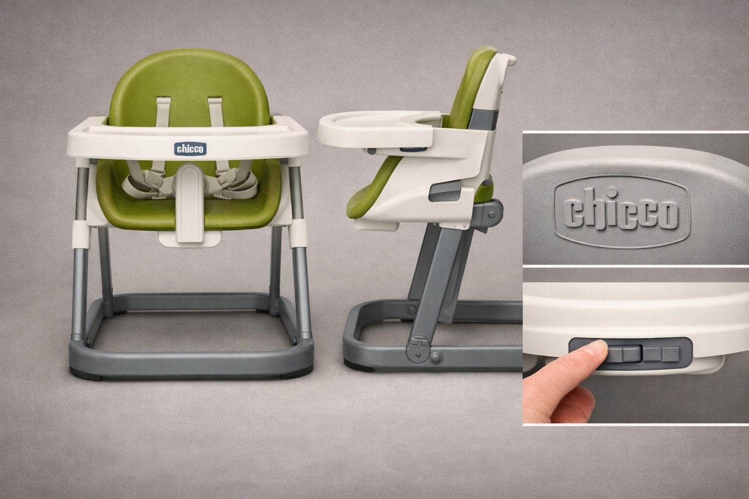 Chaise Évolution pour bébé/enfant Chicco — Vert, Enfants & Bébés, Enlèvement, Utilisé, Chaise évolutive, Ceinture(s)