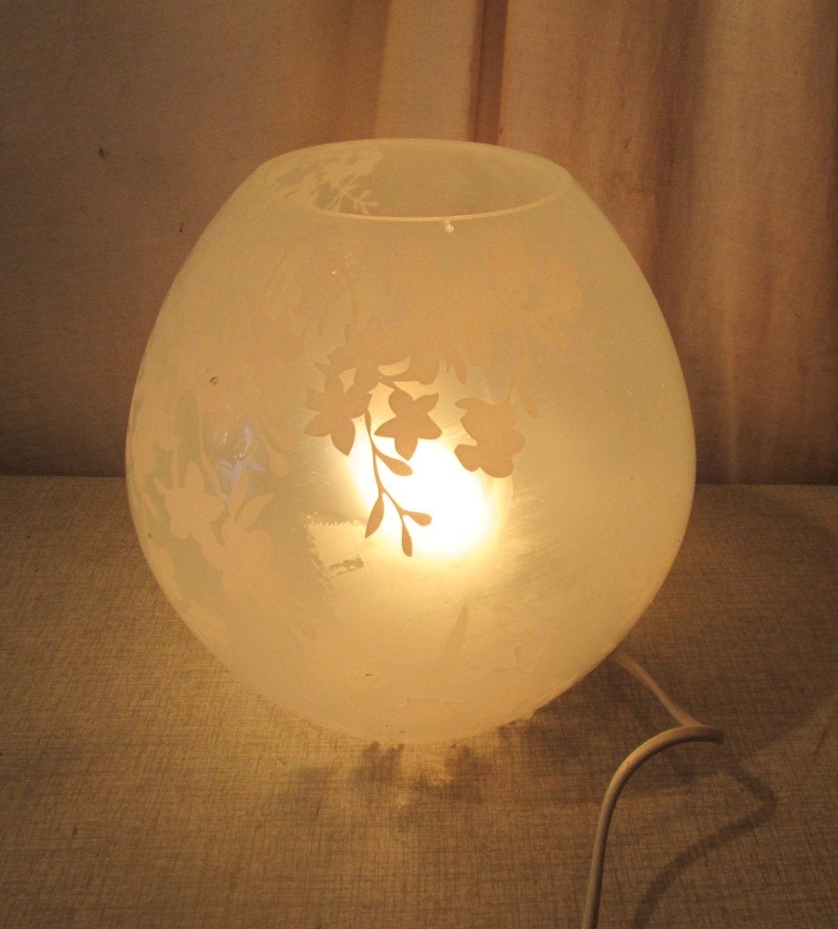Prachtige Retro Glazen Tafellamp - 22cm, Ophalen of Verzenden, Huis en Inrichting