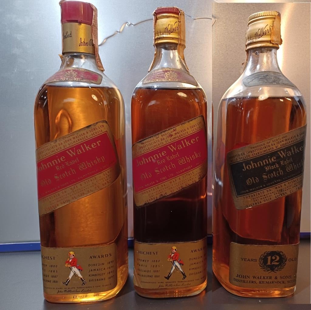 Set 3x Vintage Johnnie Walker '70s - Wax & Vitale Import, Verzamelen, Ophalen of Verzenden