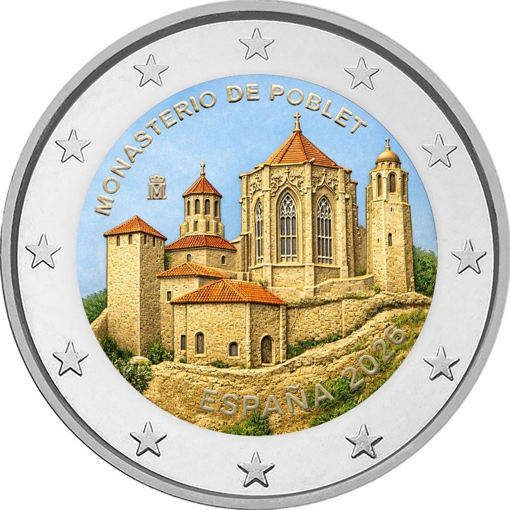 2 euro Spanje 2026 Monestario de Poblet gekleurd, Ophalen of Verzenden, Spanje, 2 euro