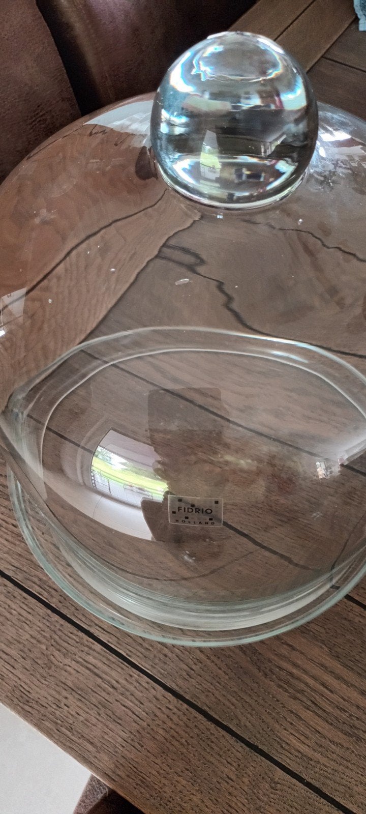 Fidrio Holland – grande cloche/dôme décoratif en verre – 32, Verre, Enlèvement ou Envoi, Avec plateau