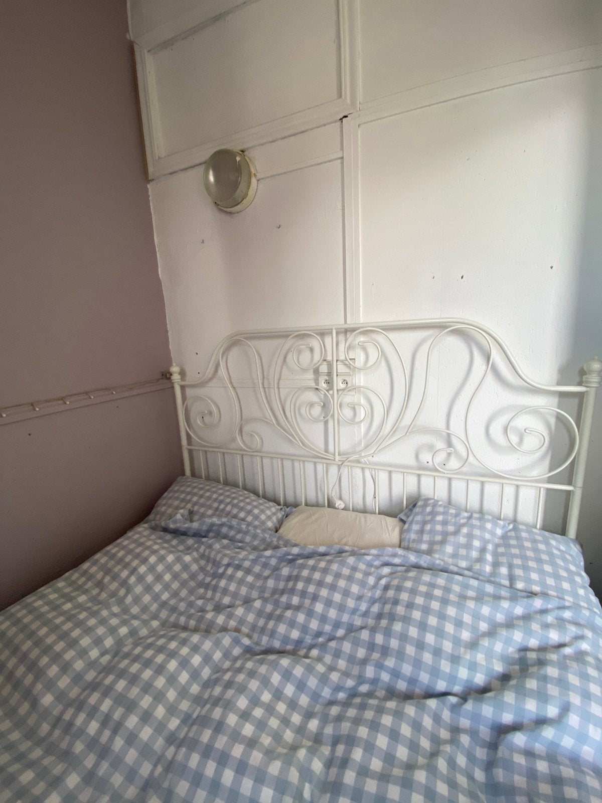 Bed Ikea LEIRVIK 160x200, Ophalen, Gebruikt, Wit, Tweepersoons