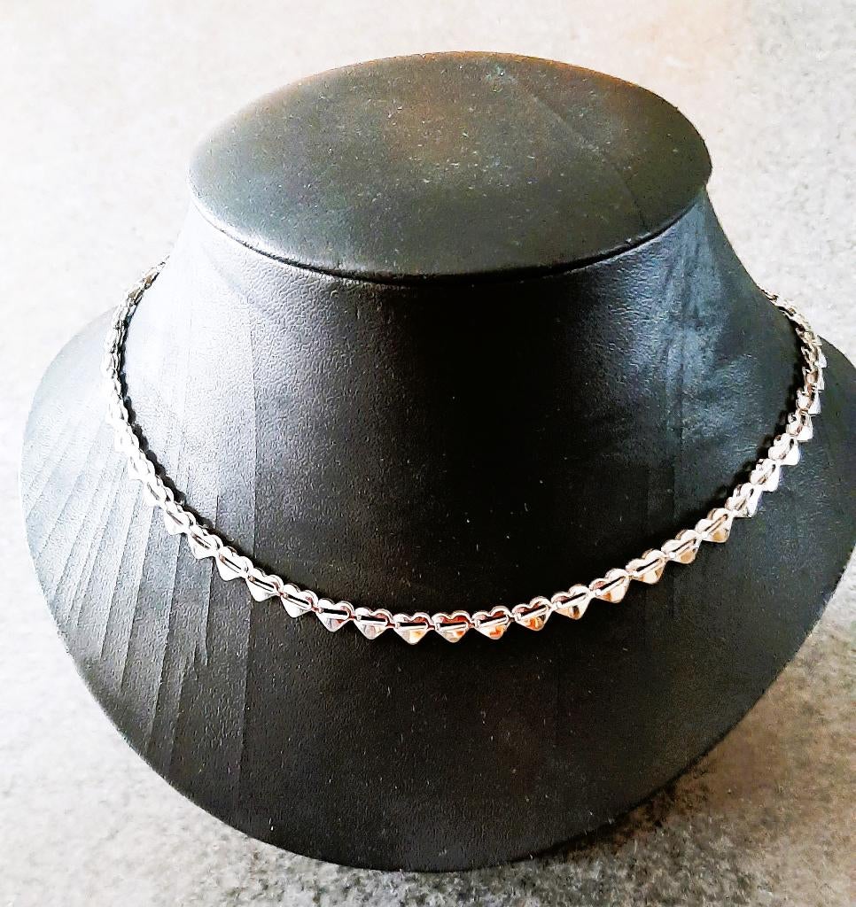 Te koop: Mooie sterling zilveren ketting met hartjes., Ophalen, Nieuw, Zilver, Zilver