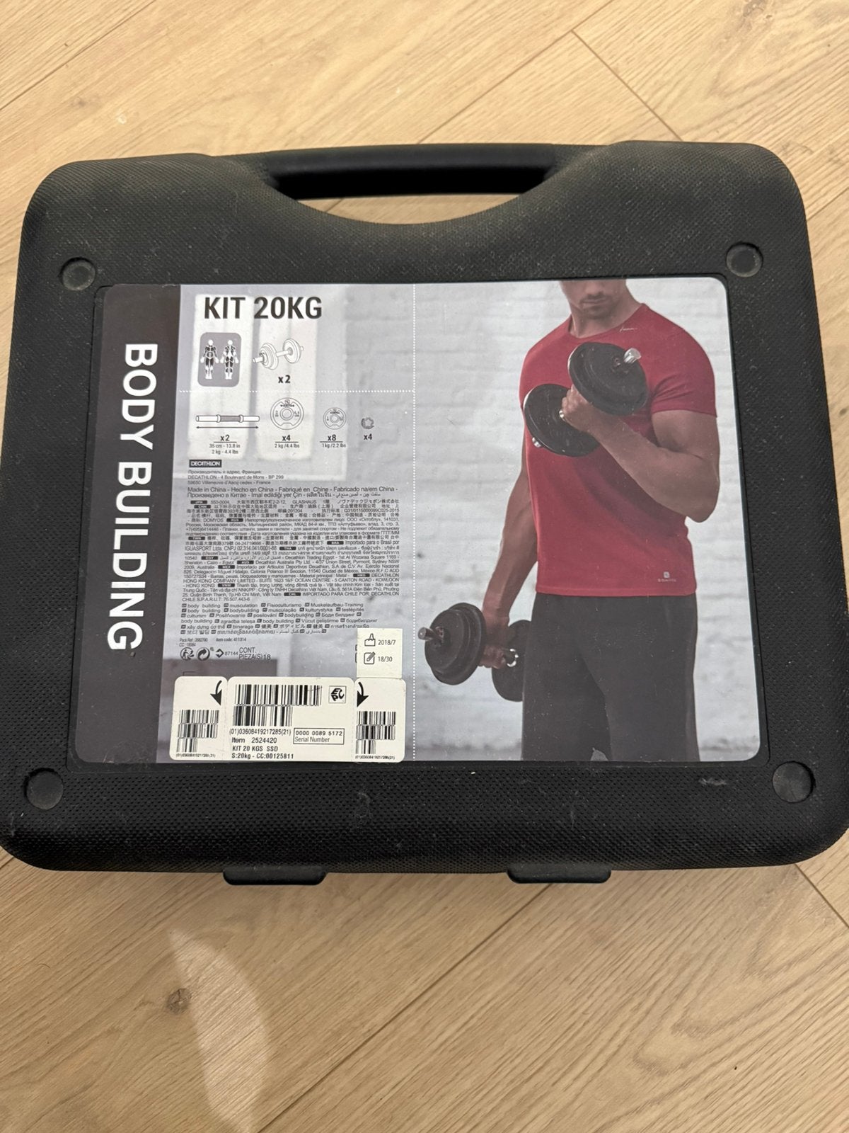 Domyos Halterset 20kg in koffer – Decathlon – Compleet, Sports & Fitness, Équipement de fitness, Enlèvement, Utilisé, Bras, Set d’haltères