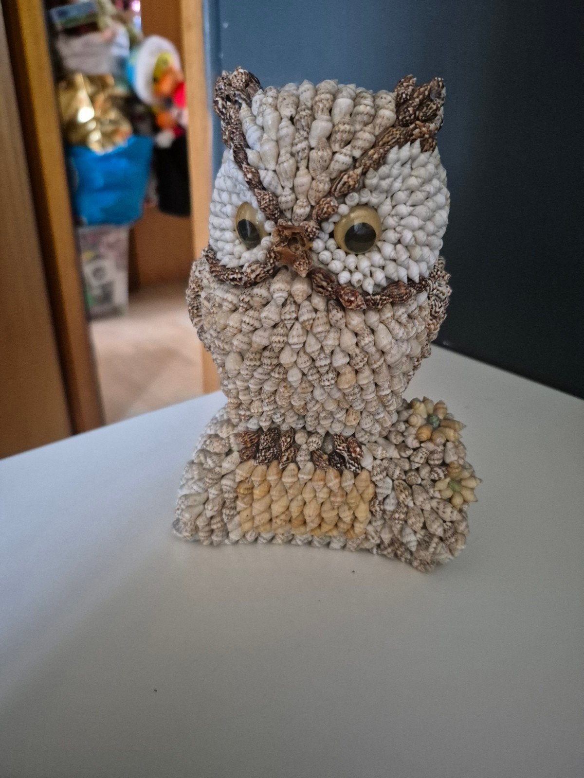 uil decoratie beeldje uit schelpen gemaakt, Ophalen of Verzenden