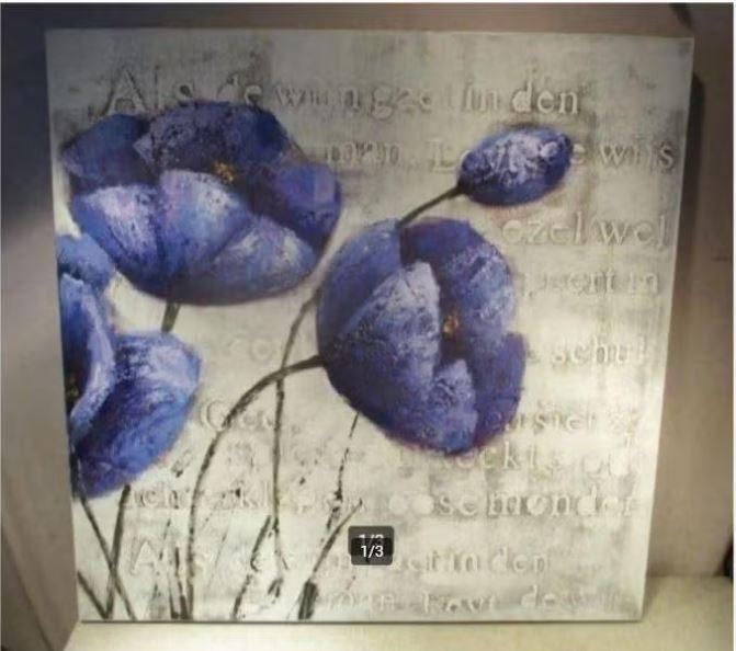 Belle œuvre peinte moderne « Fleurs bleues » - signée, Enlèvement ou Envoi