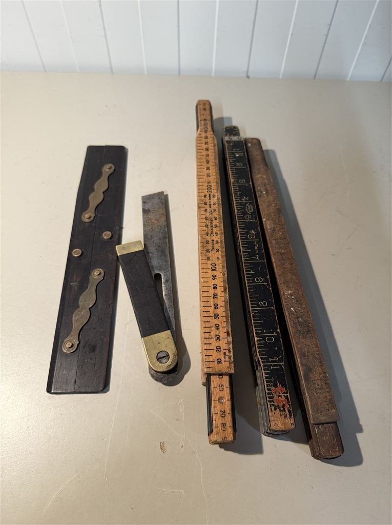 Vintage Meetlatten Joblot - Vouwbare Houten Linialen / Rabon, Antiquités & Art, Antiquités | Outils & Instruments, Enlèvement ou Envoi