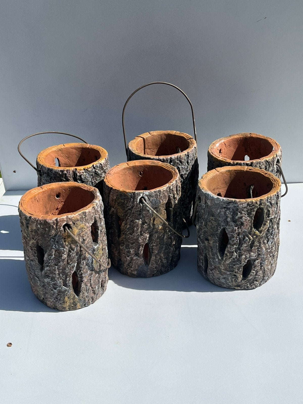 Lot de 6 lanternes en terre cuite 13cm, Enlèvement ou Envoi, Utilisé, Brun, Bougie