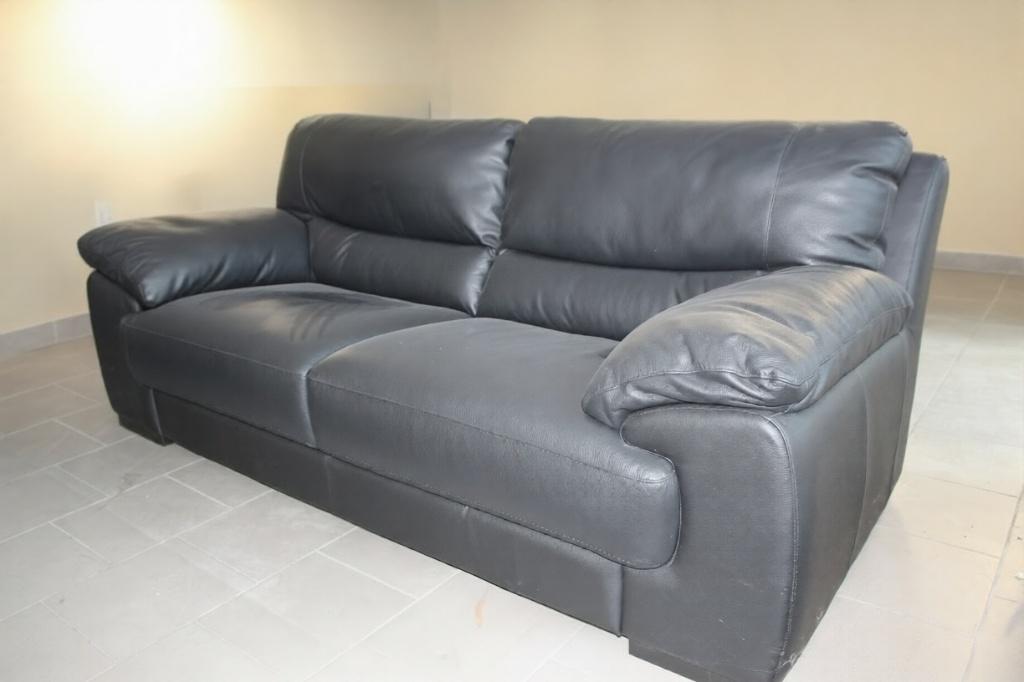 Canapés en cuir italien noir, Maison & Meubles, Moins de 150 cm, Banc droit, Comme neuf, Enlèvement