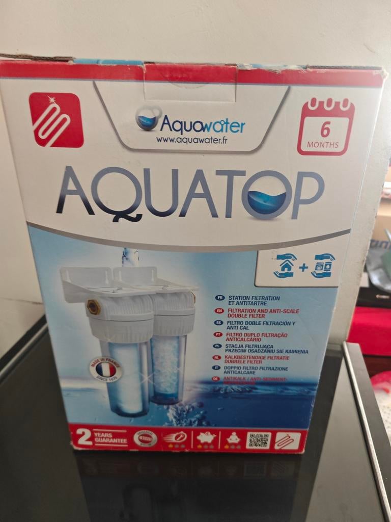 Station de filtration Aquawater – double filtre anti-calcair, Bricolage & Construction, Sanitaire, Enlèvement ou Envoi