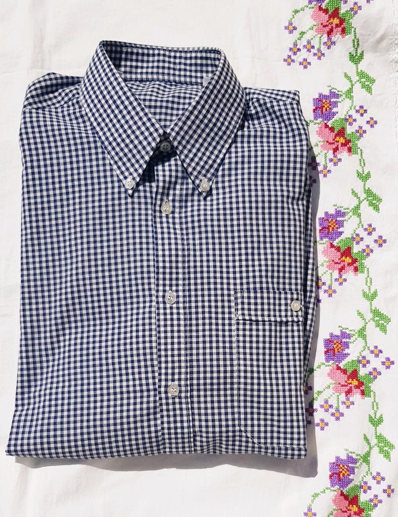 Chemise vintage Vichy, Comme neuf, Bleu, Vintage