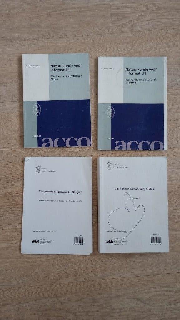 4 livres : Mécanique-Electricité-Informatique -Physique, Livres, Enlèvement, Utilisé, Autres sujets/thèmes, ACCO / K.U. Leuven