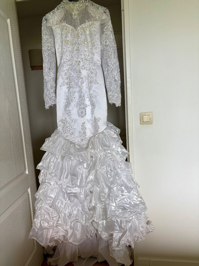 Robe de mariée vintage, Ophalen, Gedragen, Wit, Trouwjurk