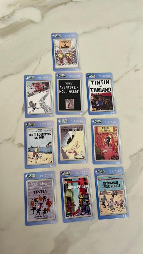 Hergé Tintin 9 télécartes CNC 2010, Enlèvement ou Envoi, Tintin, Comme neuf