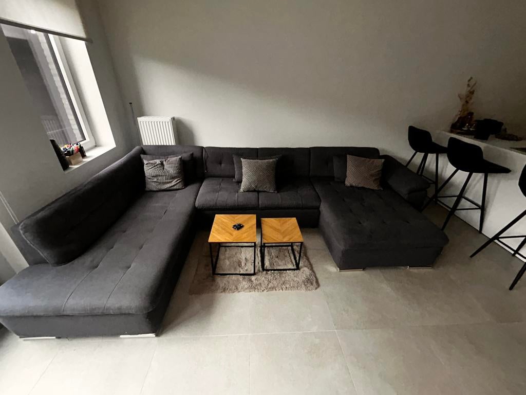 Canapé en U gris avec trois dommages mineurs, Maison & Meubles, Canapés | Coins salons complets, Enlèvement, Utilisé, Tissus