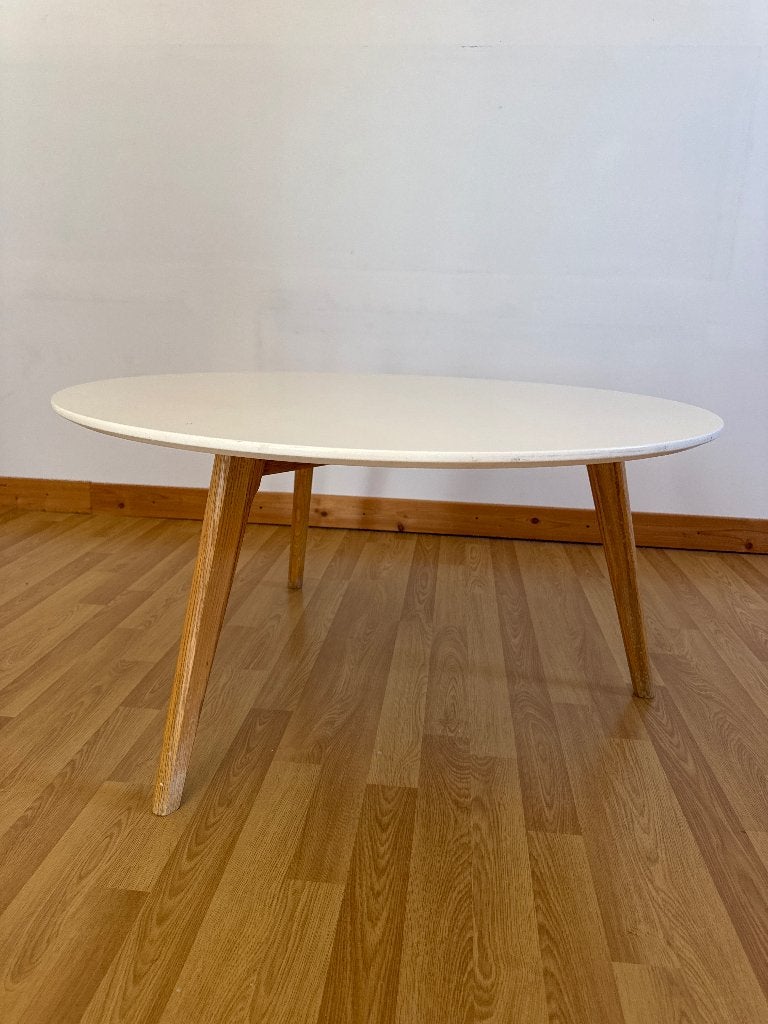 Ronde salontafel WEBA – wit/eiken – Ø90 cm, Rond, Enlèvement, Utilisé, 50 à 100 cm