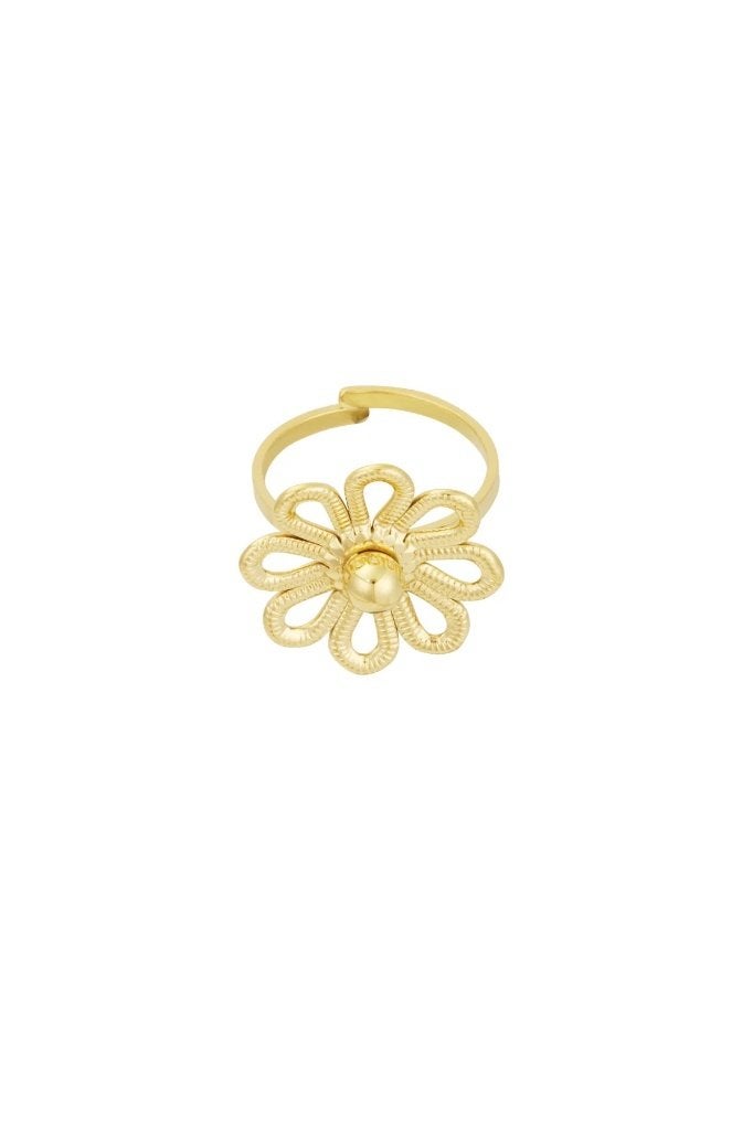 Ring happy flower - Goud kleur, IJzer of Staal, Nieuw, Ophalen of Verzenden, Dame