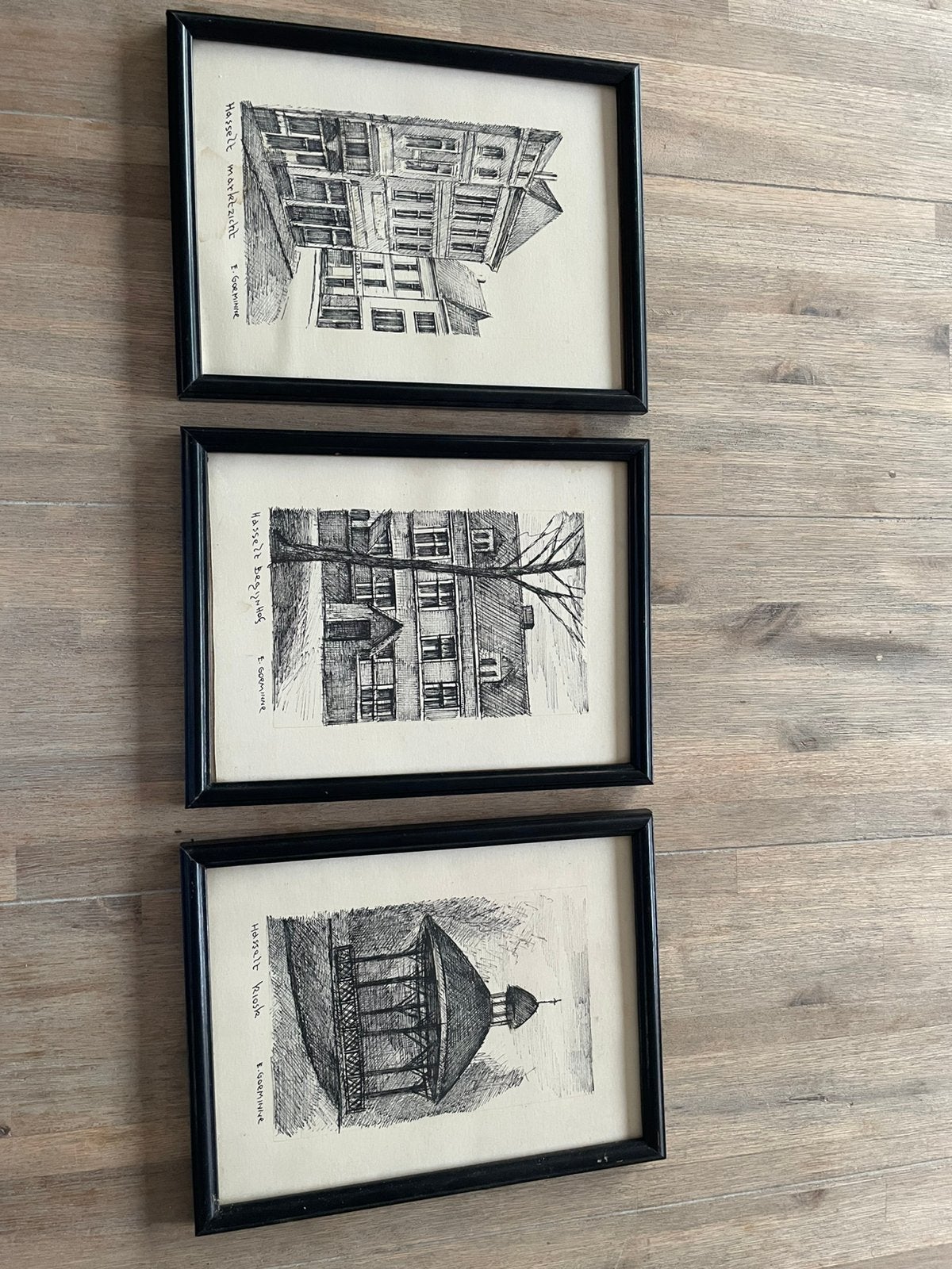 3 illustrations de Hasselt E. GOEMINNE, Antiquités & Art, Enlèvement, Dessin à la plume