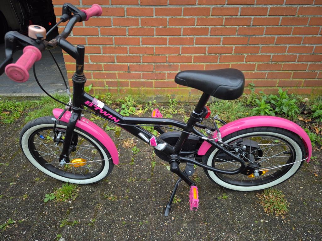 Te Koop meisjesfiets 16inch b-twin., Frein sur jante, Enlèvement, Utilisé, 16 pouces