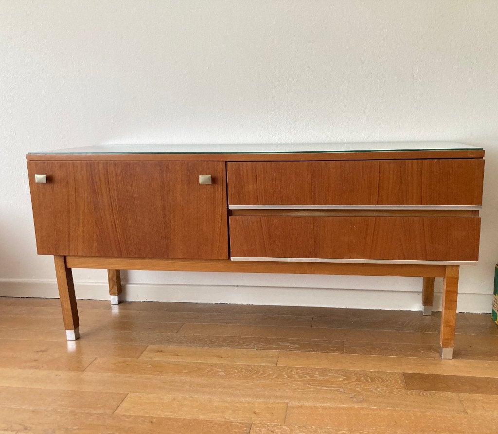 Lowboard vintage meubel TVkast genre Van Teeffelen, Cadovius, Huis en Inrichting, Ophalen, Mid century, 100 tot 150 cm, Teakhout