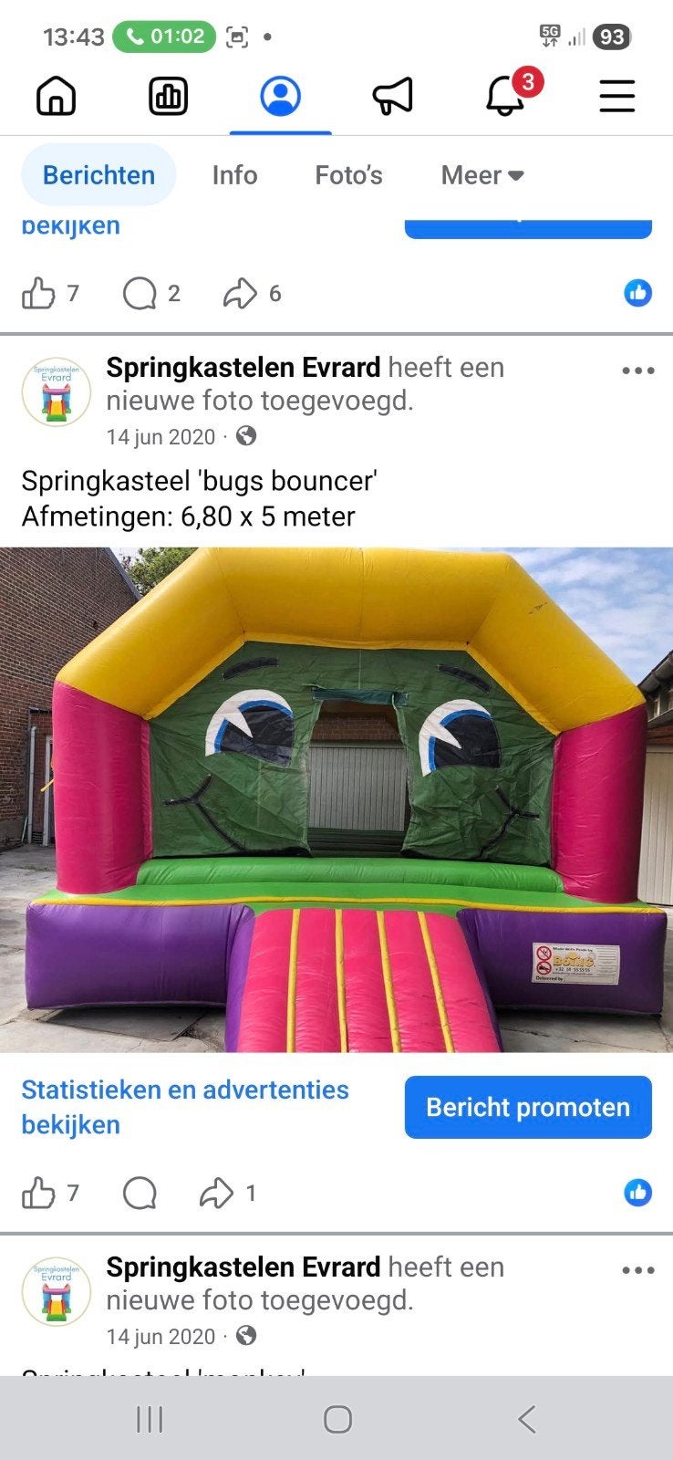springkasteel bugs, Ophalen, Gebruikt