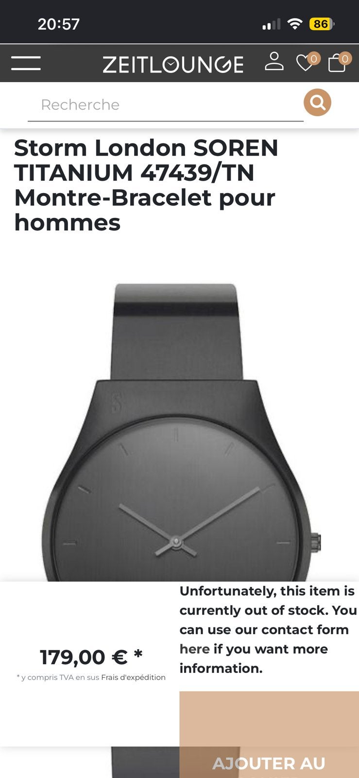 Storm London SOREN titanium47439/TN, Enlèvement, Acier, Acier