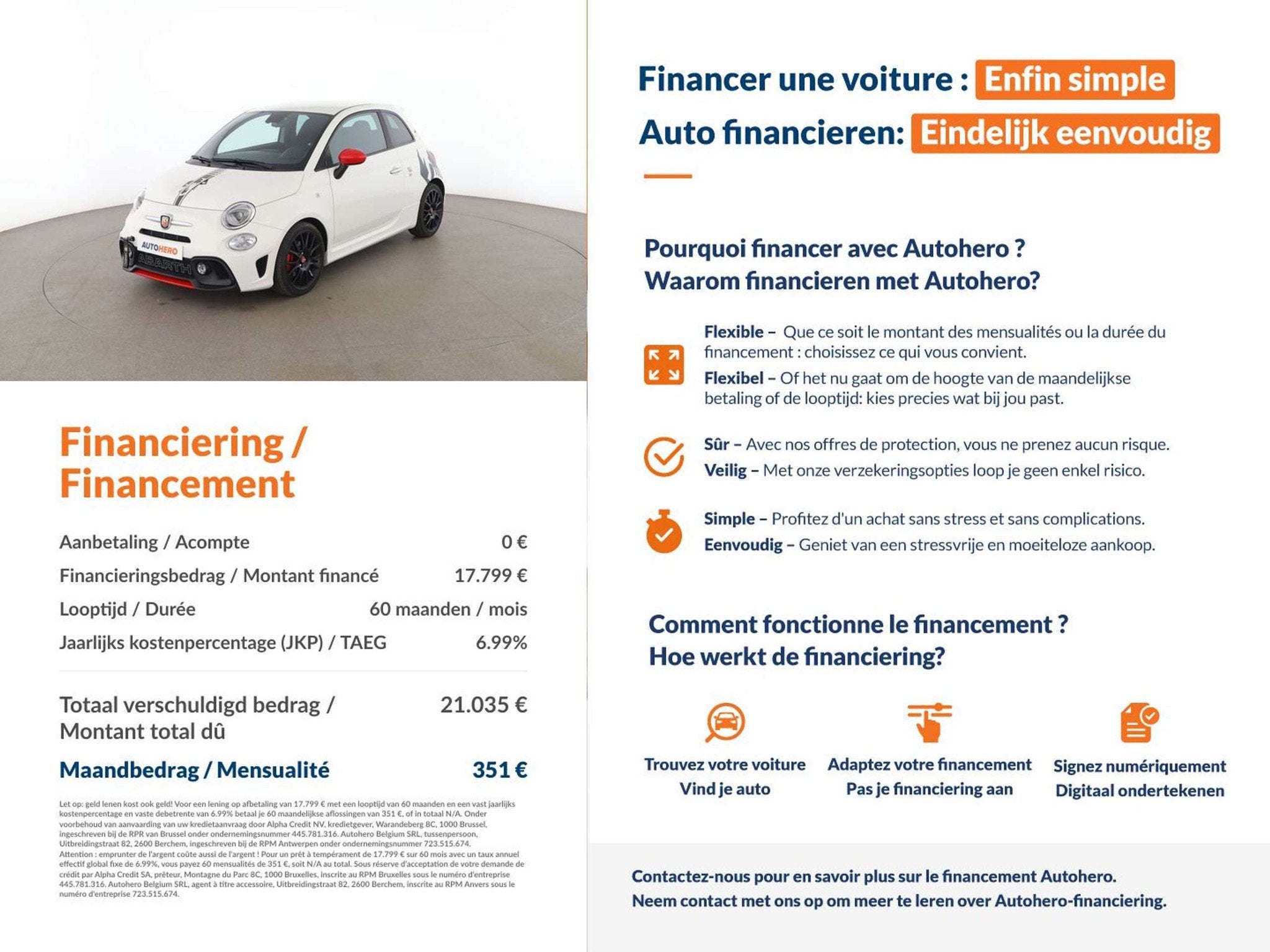 Abarth 595 1.4 Pista (année de construction 2020), Autos, Achat, Euro 6, Noir, Tissu