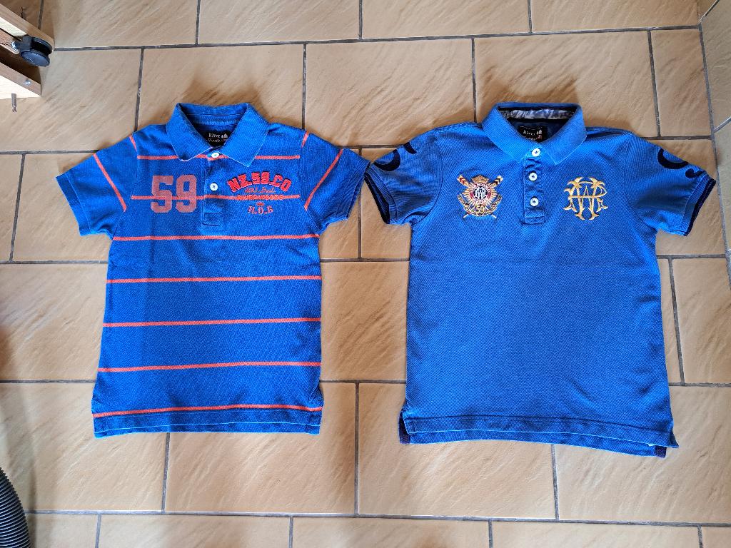 2 Jongens polo's Blauw - River Woods 10 jaar - 5 euro, Enfants & Bébés, Vêtements enfant | Taille 140, Garçon, River Woods, Enlèvement ou Envoi