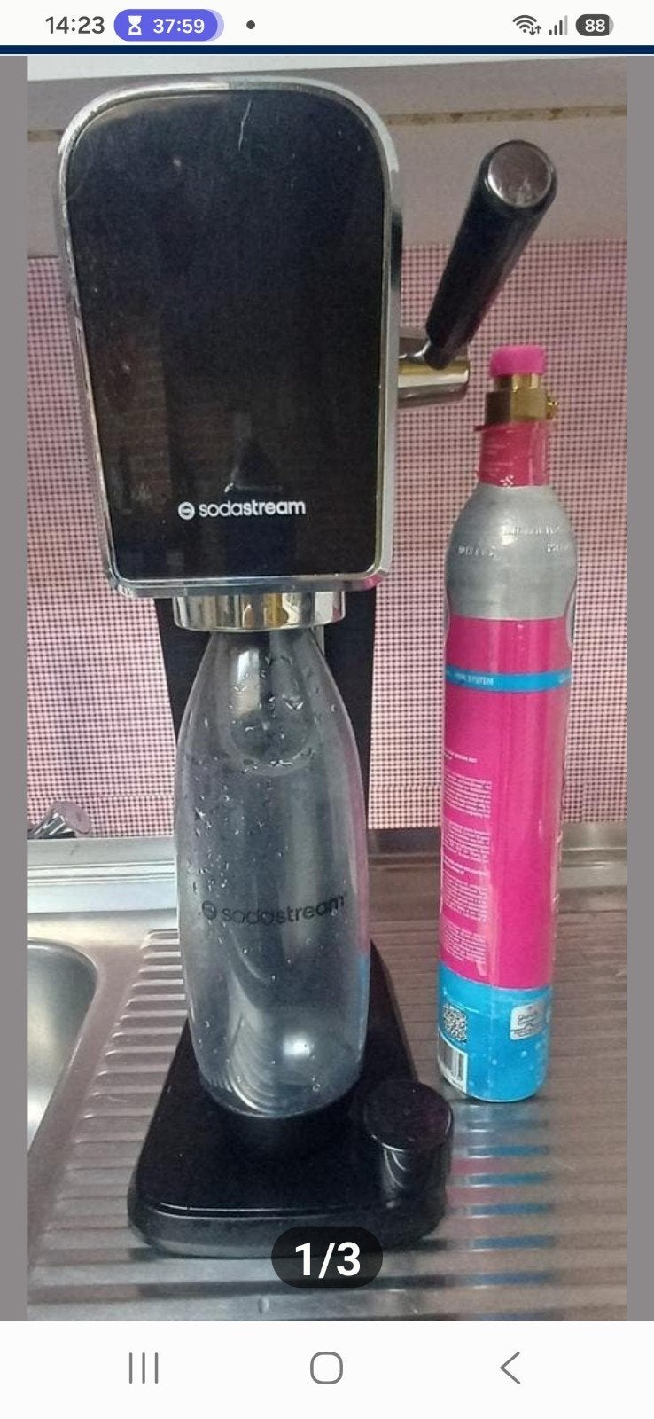 Machine SodaStream ART noire + 1 bouteille + 2 cylindres, Ophalen