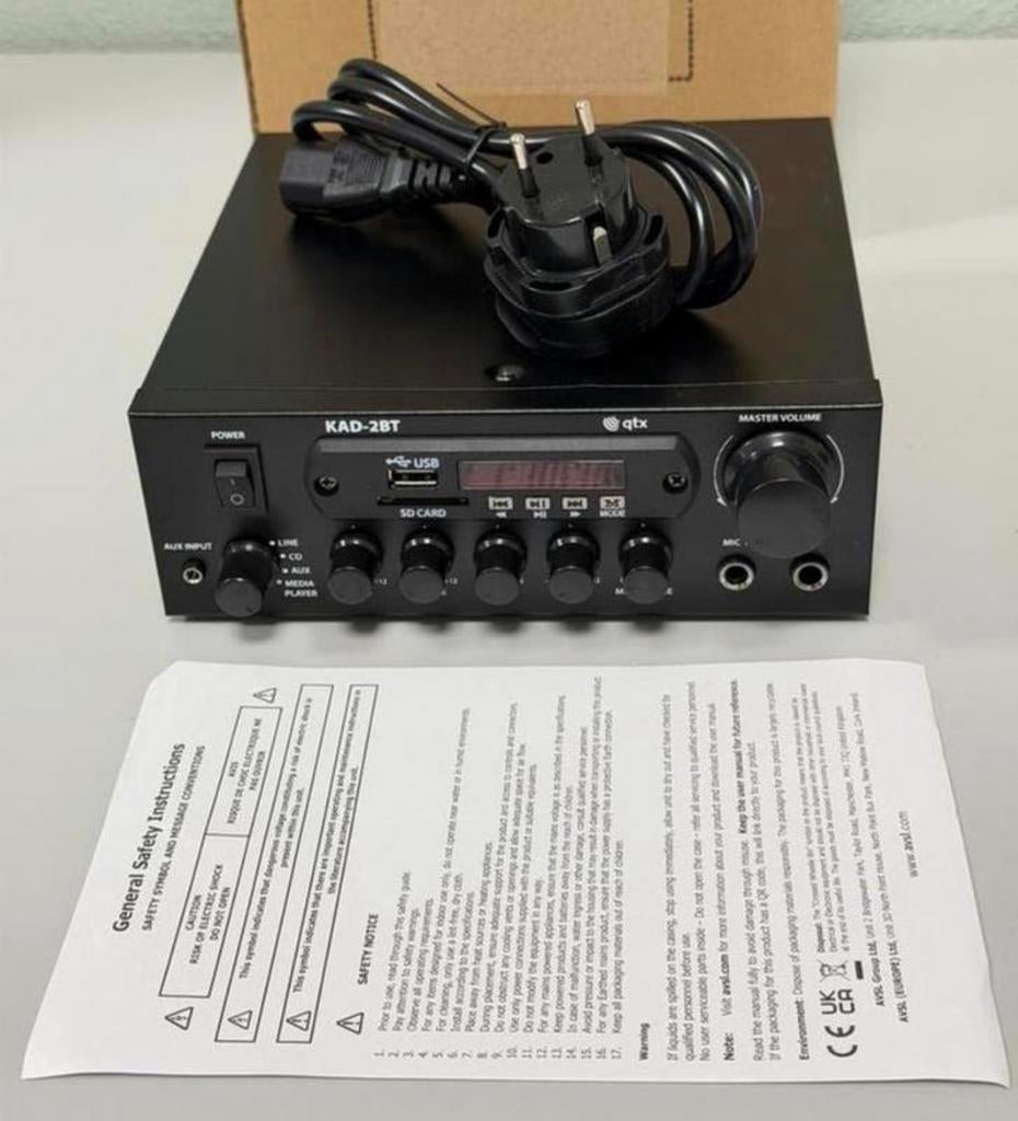 Amplificateur numérique QTX kad-2bt mic USB Bluetooth NEUFE, Enlèvement ou Envoi, Neuf, Stéréo