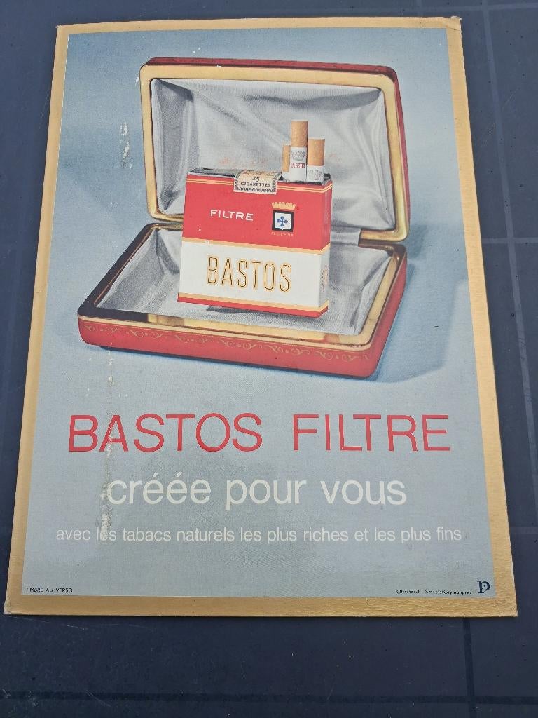 cigarettes bastos année 1964, Collections, Marques & Objets publicitaires, Utilisé, Panneau publicitaire, Enlèvement ou Envoi