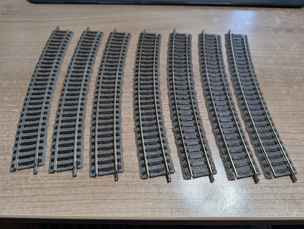 5 x Fleischmann 6138 H0 Gebogen rail 647mm Profi-Rails, Ophalen of Verzenden, Zo goed als nieuw, Rails, Fleischmann